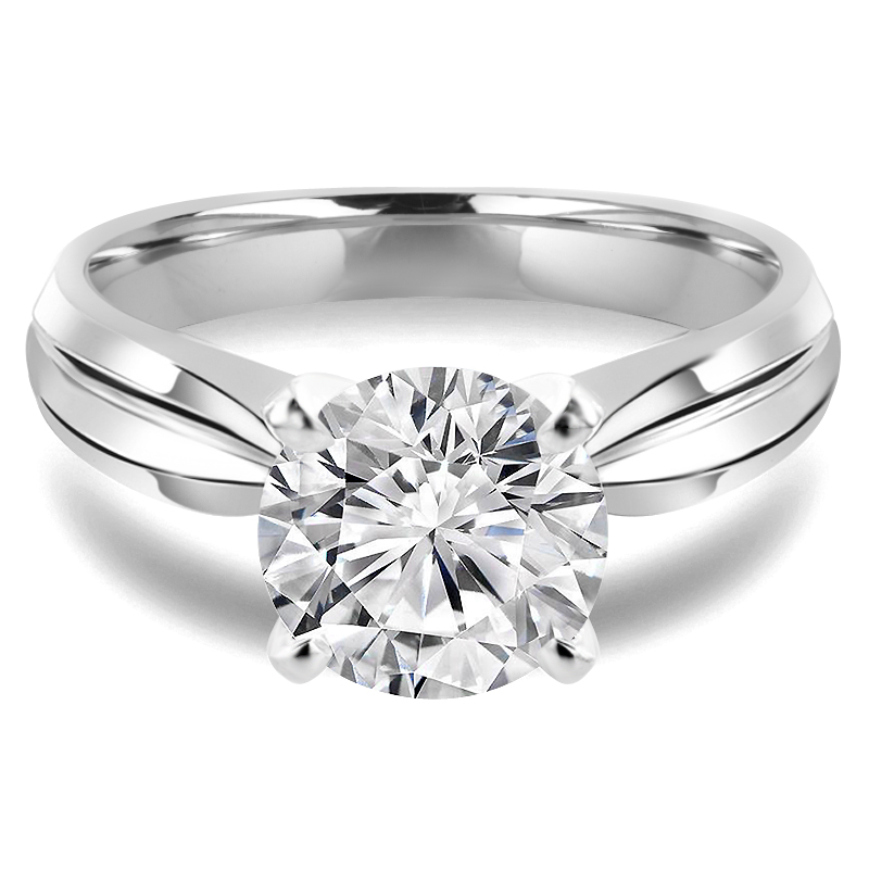 0.33 CT Round Diamond Tapered Edge Solitaire Engagement Ring in 14K White Gold - Size 5