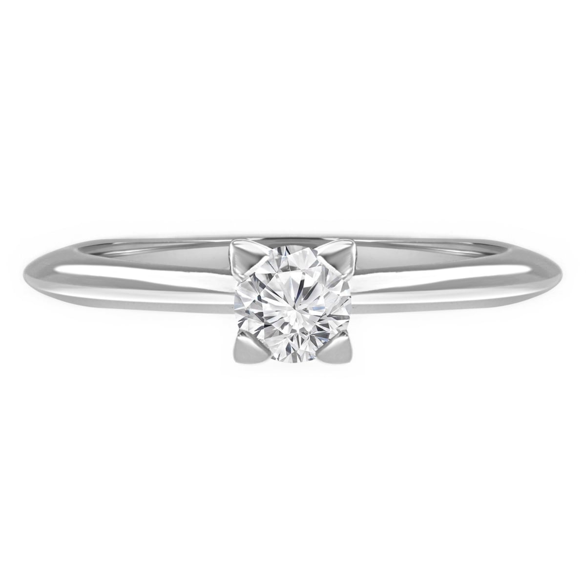 0.4 CT Round Diamond Solitaire Engagement Ring in 14K White Gold - Size 3.5