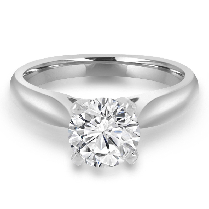 0.4 CT Round Diamond Solitaire Engagement Ring in 14K White Gold