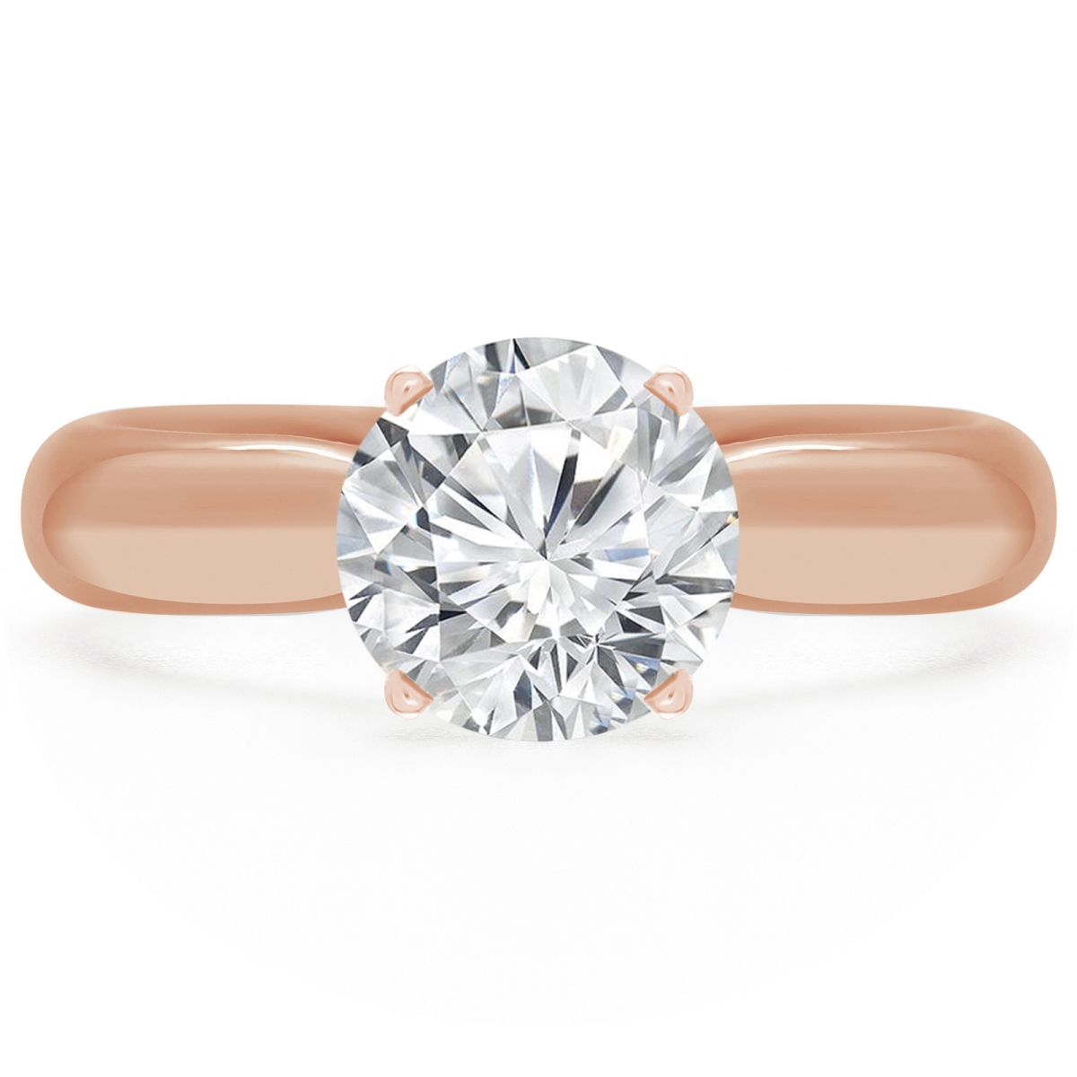 0.5 CT Round Diamond Solitaire Engagement Ring in 14K Rose Gold - Size 4