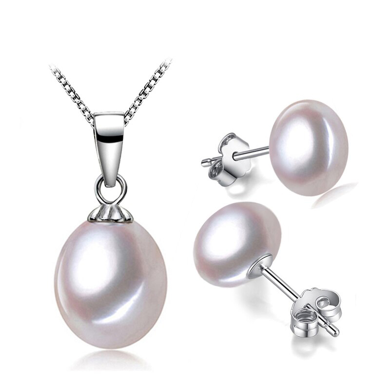 Picture of Majesty Diamonds MDS210069 Round White Freshwater Pearl Earrings & Pendant Set in 0.925 White Sterling Silver