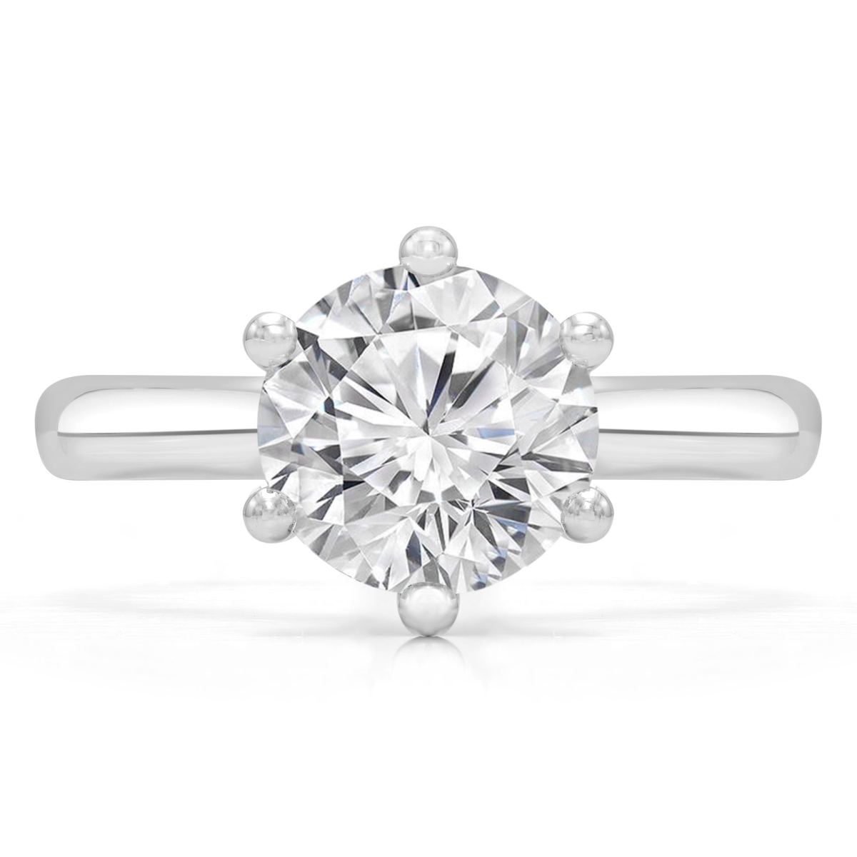 1 CTW Round Diamond 6-Prong Hidden Halo Solitaire Engagement Ring with Accents in 14K White Gold - Size 9