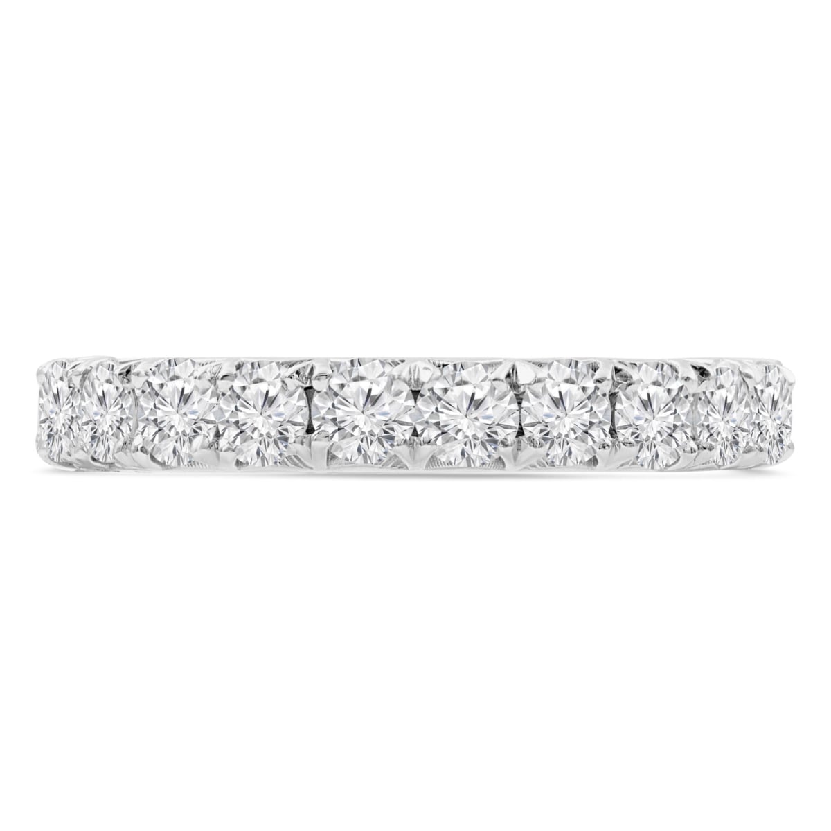 MD210407-4.5 1.14 CTW Round Diamond 0.75 Way Semi-Eternity Anniversary Wedding Band Ring in 14K White Gold - Size 4.5