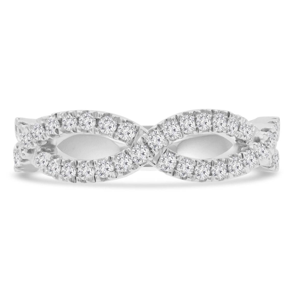 MD210415-7.5 0.33 CTW Round Diamond Braided Semi-Eternity Anniversary Wedding Band Ring in 14K White Gold - Size 7.5