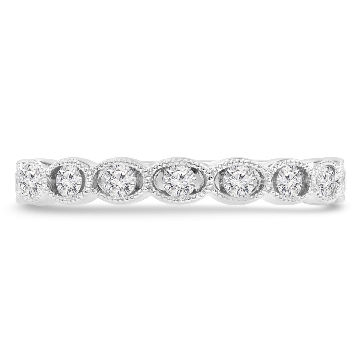MDR210136-P 0.33 CTW Round Diamond Vintage Twisted Semi-Eternity Ring in 14K White Gold