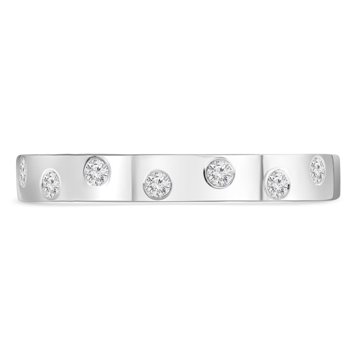 MDR210146-8 0.1 CTW Round Diamond Polka Dot Insert Semi-Eternity Wedding Band Ring in 18K White Gold - Size 8