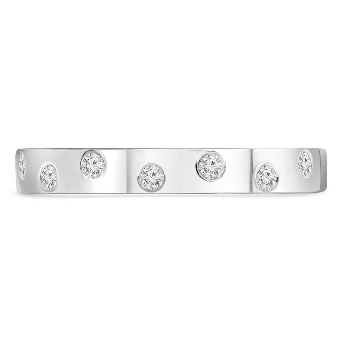 MDR210146-9 0.1 CTW Round Diamond Polka Dot Insert Semi-Eternity Wedding Band Ring in 18K White Gold - Size 9