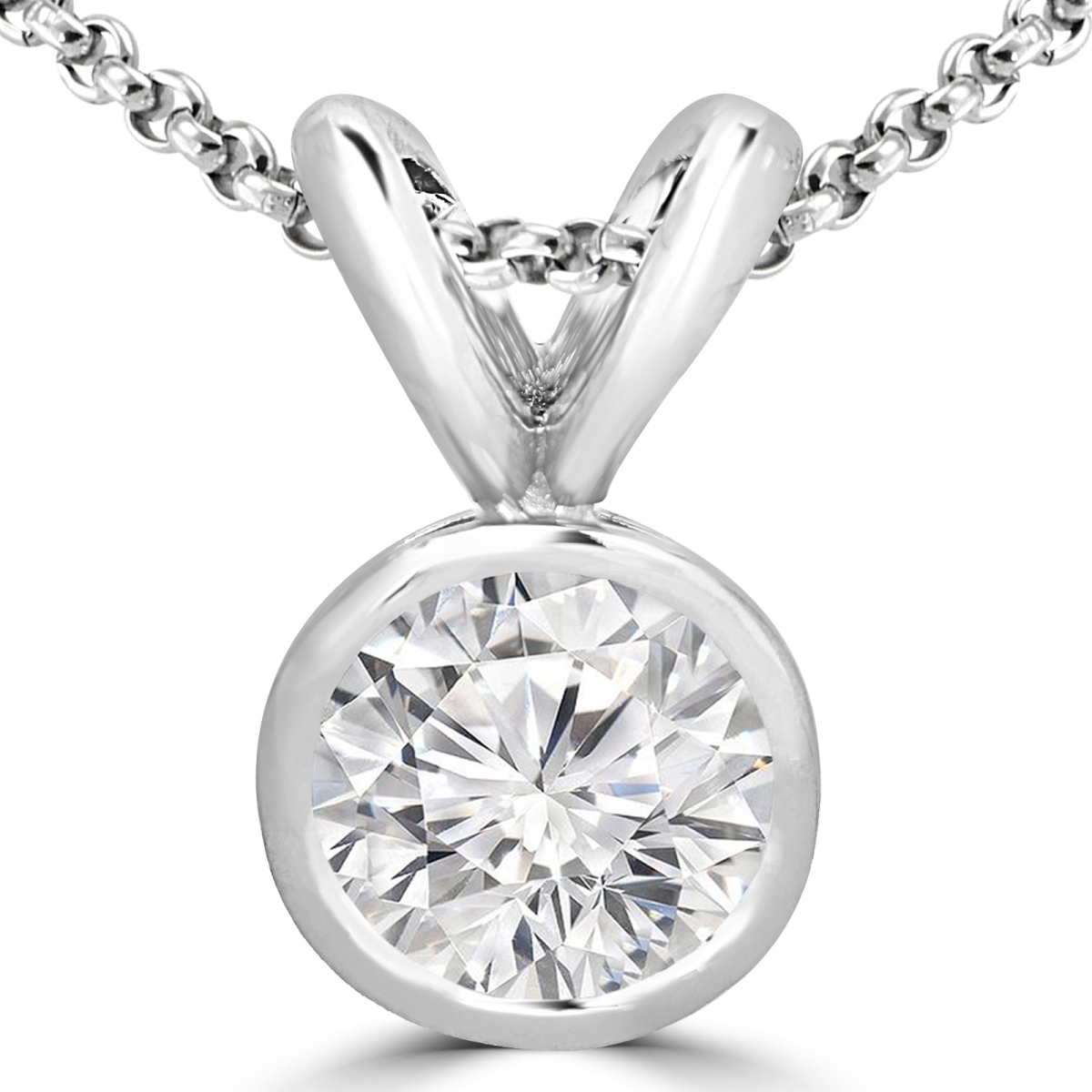 MD210034 0.13 CT Round Diamond Solitaire Pendant Necklace in 14K White Gold