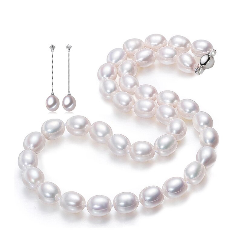 Picture of Majesty Diamonds MDS210093 Teardrop Ivory Freshwater Pearl Drop&#44; Dangle Earrings & Pendant Set in 0.925 White Sterling Silver