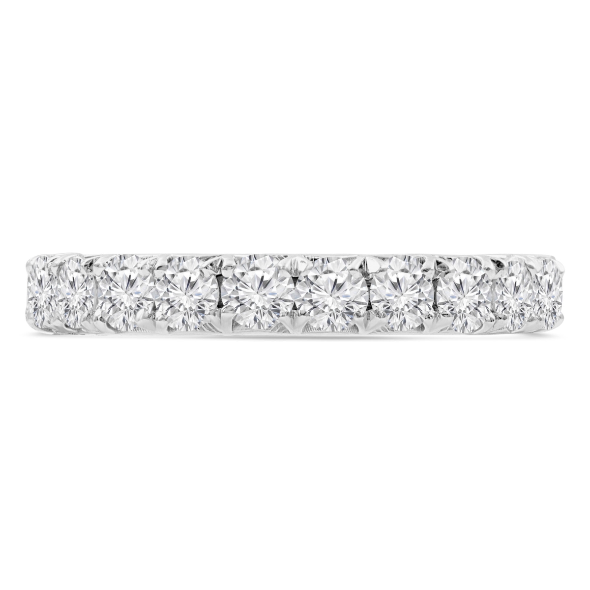 MD210407-8.5 1.14 CTW Round Diamond 0.75 Way Semi-Eternity Anniversary Wedding Band Ring in 14K White Gold - Size 8.5