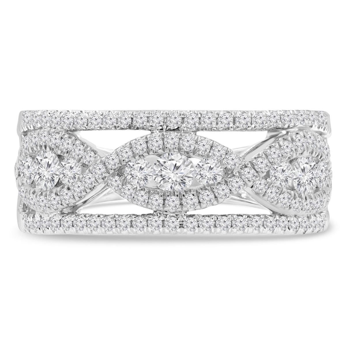 0.75 CTW Round Diamond Vintage Cocktail Ring in 14K White Gold - Size 6