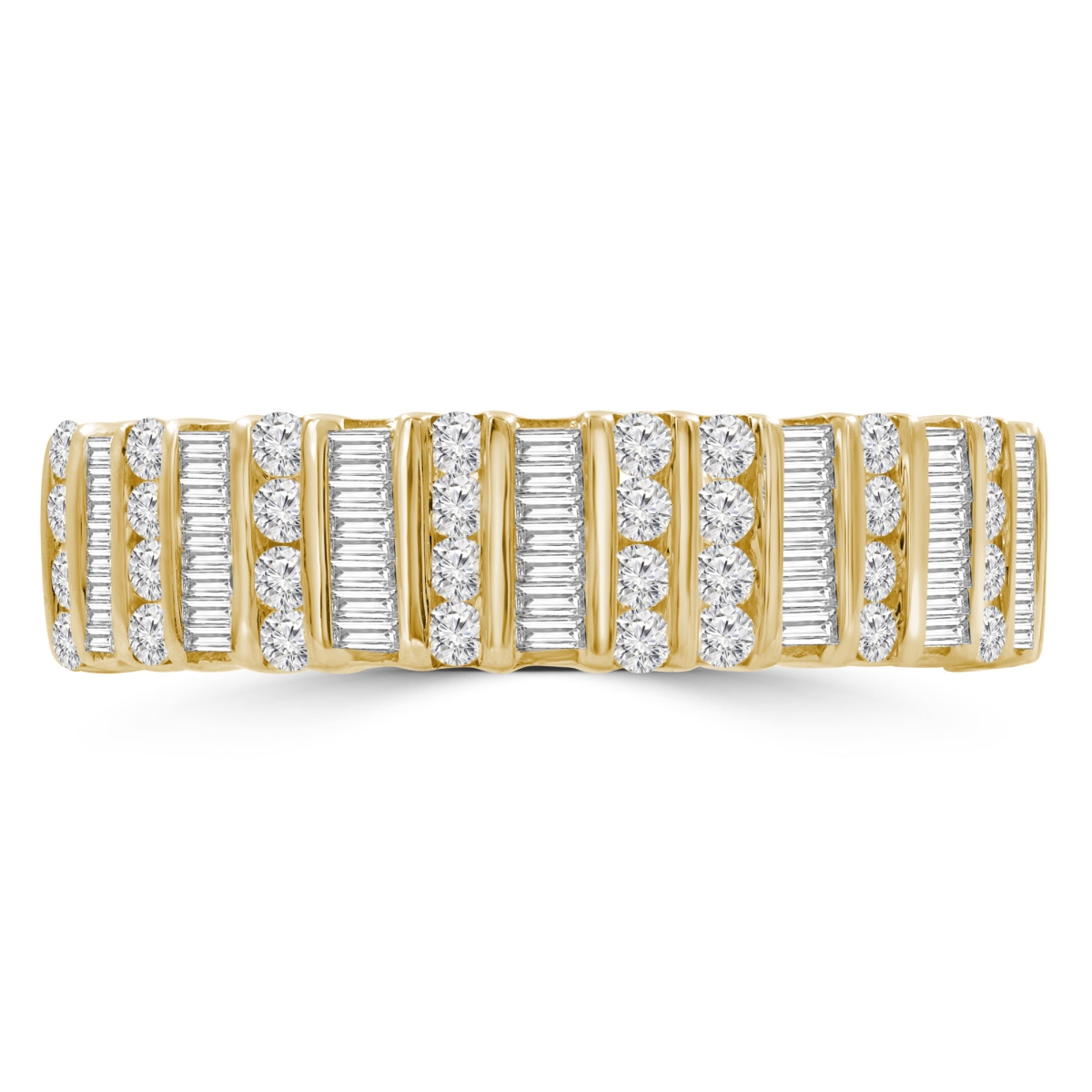 MDR210004-4 0.75 CTW Round Diamond Semi-Eternity Wedding Band Ring in 14K Yellow Gold - Size 4