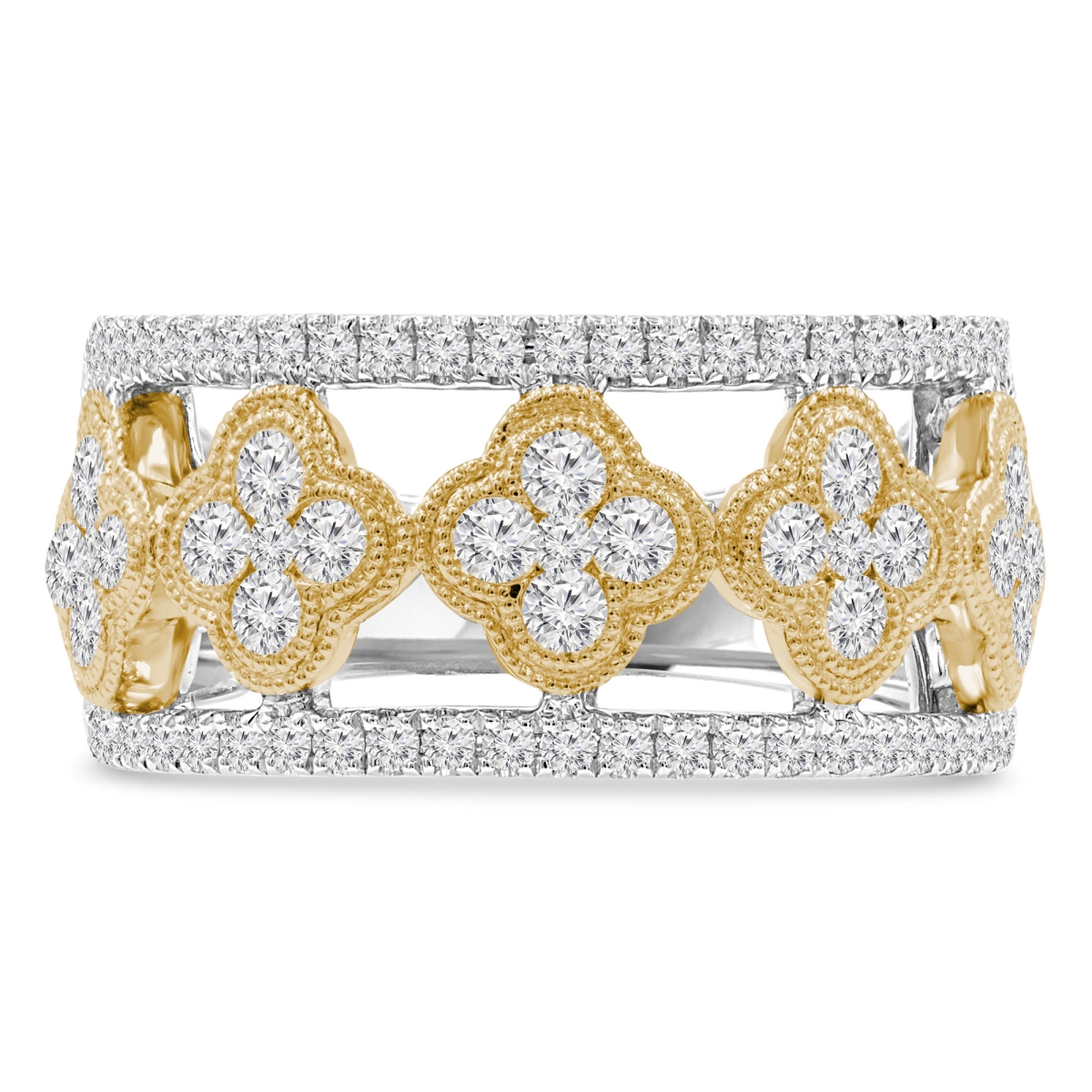 Picture of Majesty Diamonds MDR210140-3 1 CTW Round Diamond Cocktail Ring in 14K Two-Tone Gold - Size 3