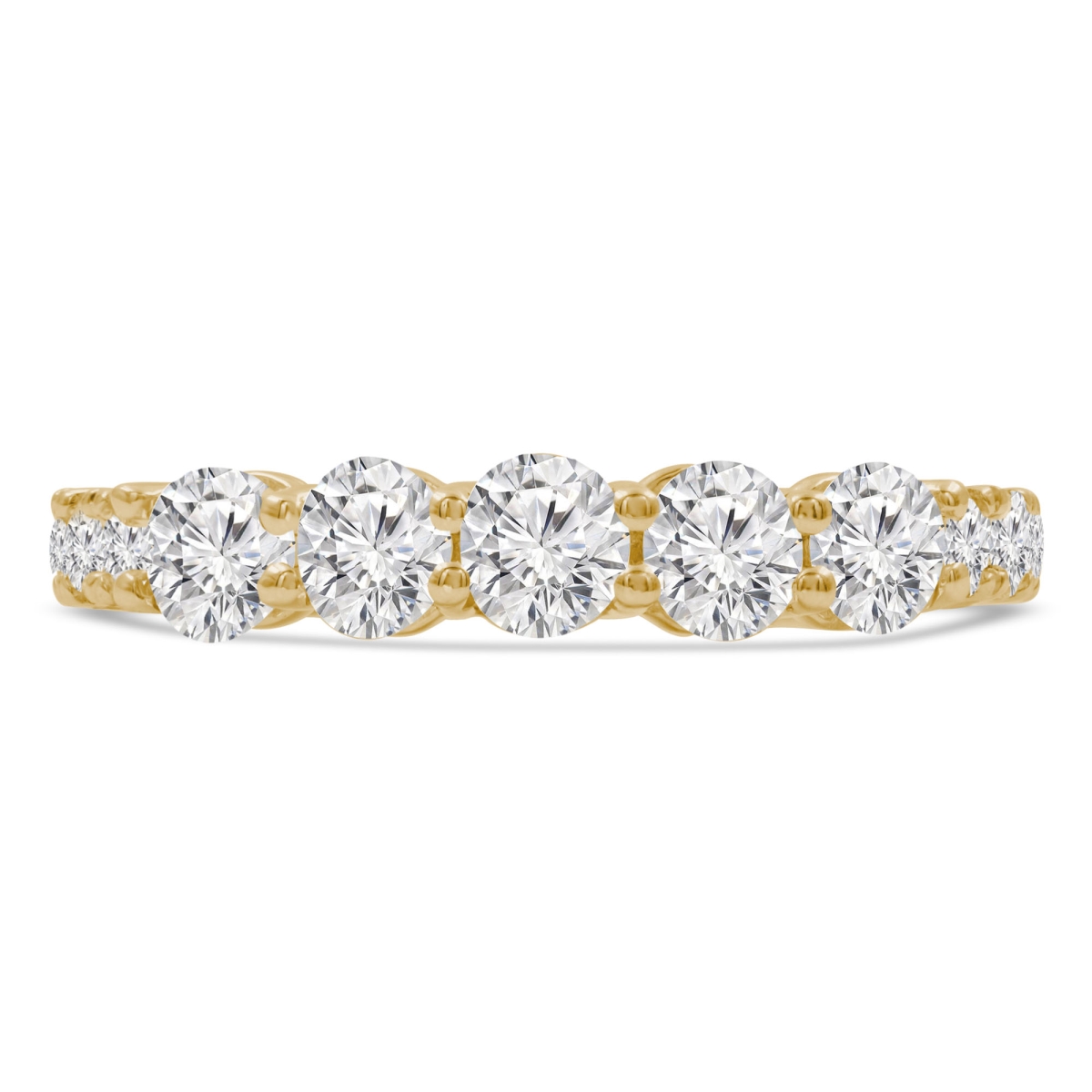 MD210281-8.5 1.4 CTW Round Diamond Five-Stone Engagement Ring with Accents in 14K Yellow Gold - Size 8.5