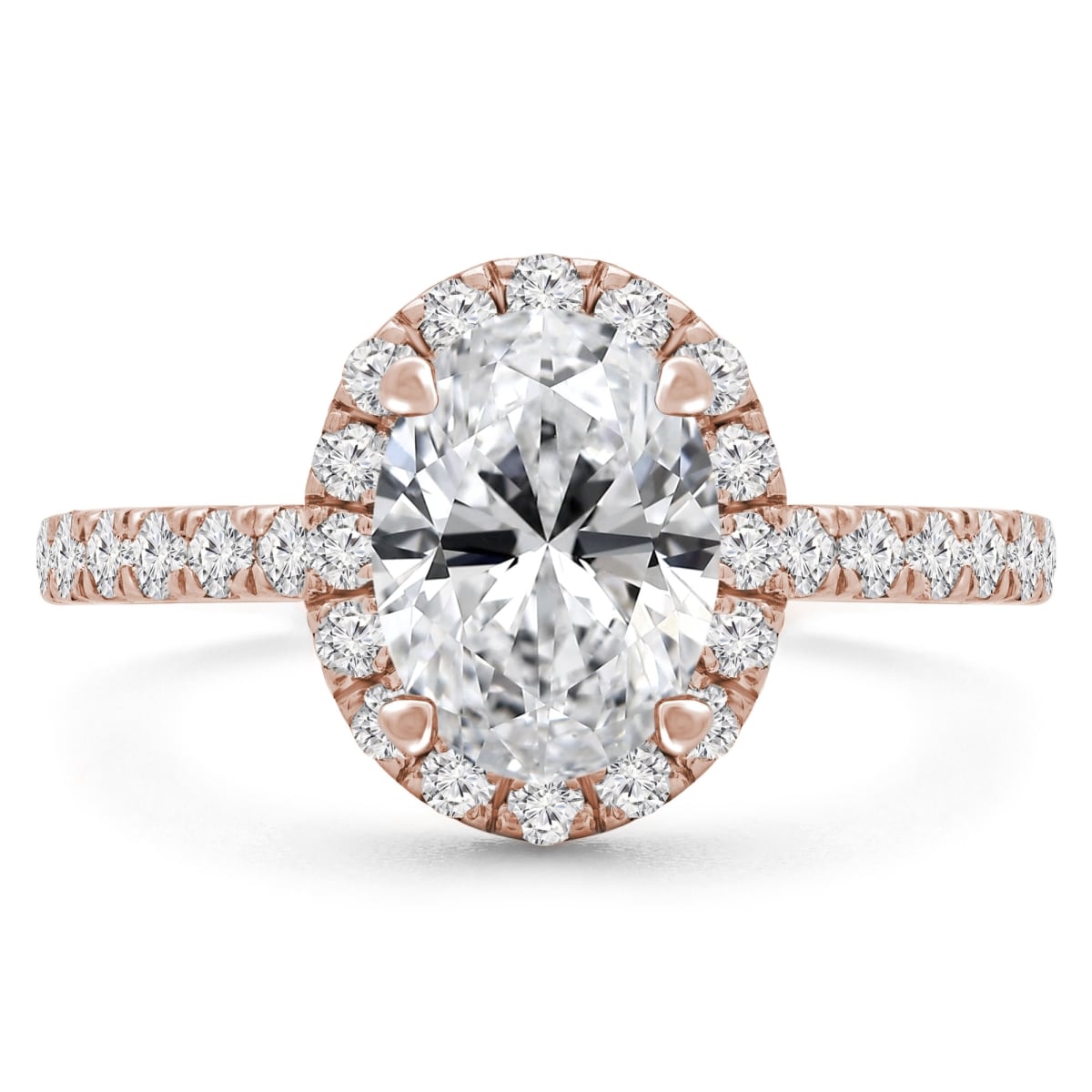 MD210114-5 1.88 CTW Oval Diamond 4-Prong Oval Halo Engagement Ring in 14K Rose Gold - Size 5