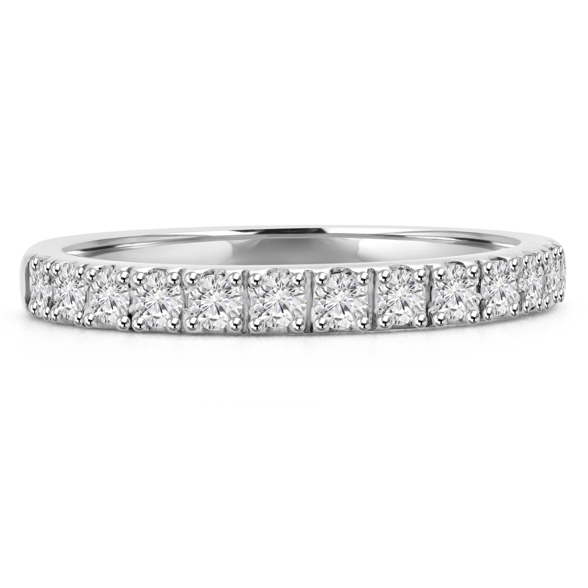 MD210134-7 0.33 CTW Round Diamond Semi-Eternity Wedding Band Ring in 14K White Gold - Size 7
