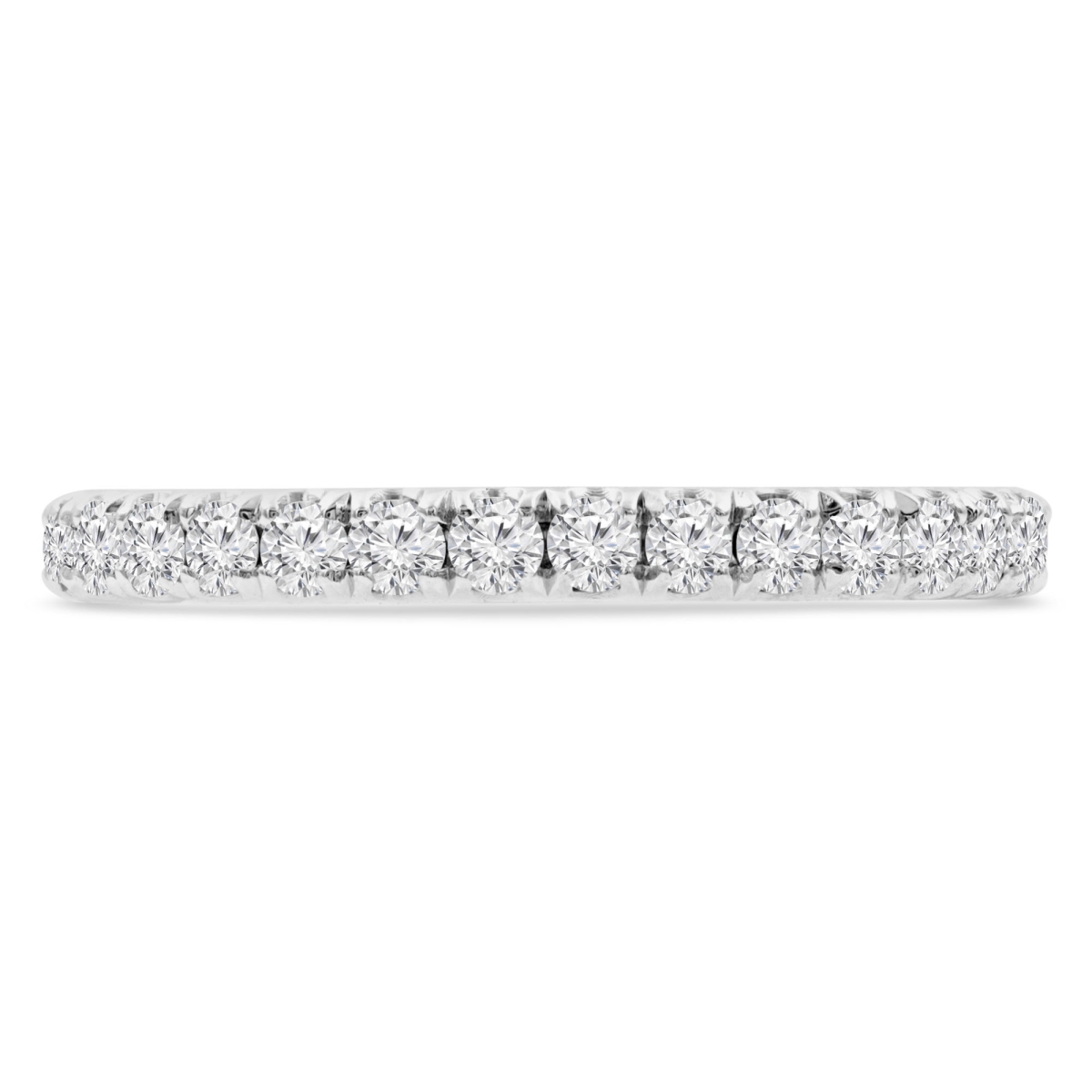 MD210410-8.5 0.66 CTW Round Diamond 0.75 Way Semi-Eternity Anniversary Wedding Band Ring in 14K White Gold - Size 8.5