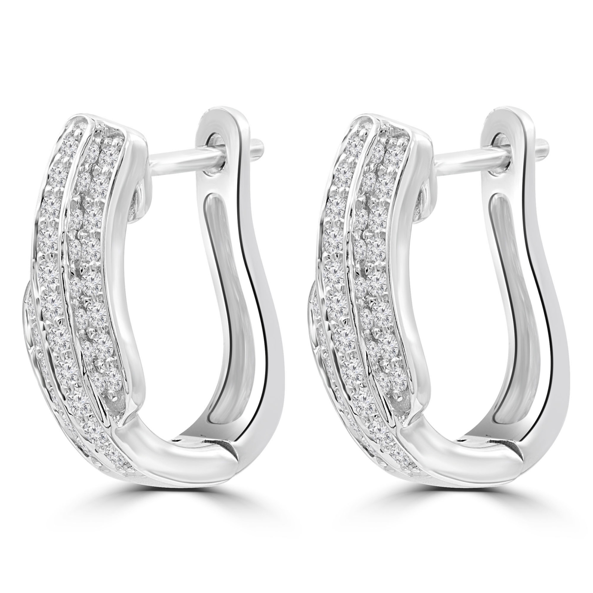 0.38 CTW Round Diamond Three-Row Dangle & Drop Earrings in 14K White Gold