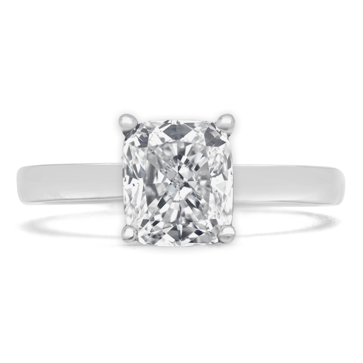 1 CT Cushion Diamond Solitaire Engagement Ring in 14K White Gold - Size 7