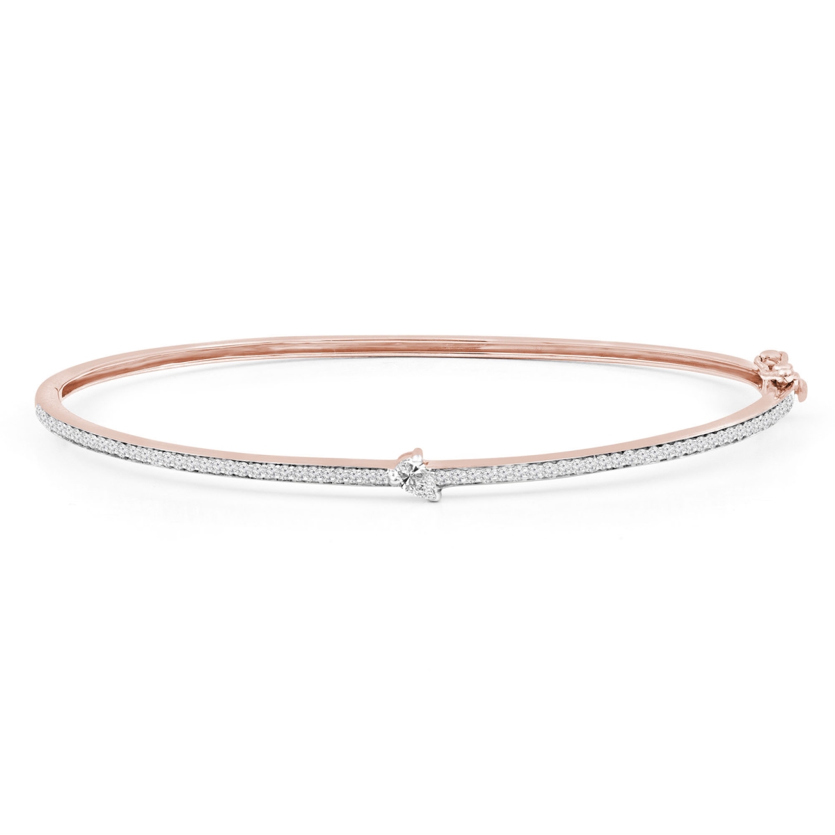 0.4 CTW Pear Diamond Bangle Bracelet in 14K Rose Gold