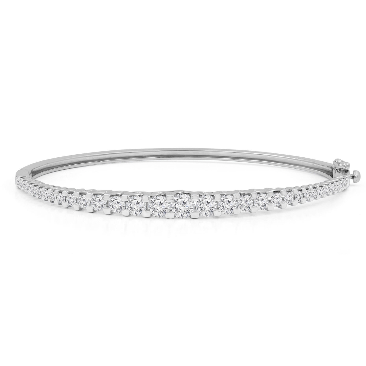 2.8 CTW Round Diamond Graduated Bangle Bracelet in 14K White Gold