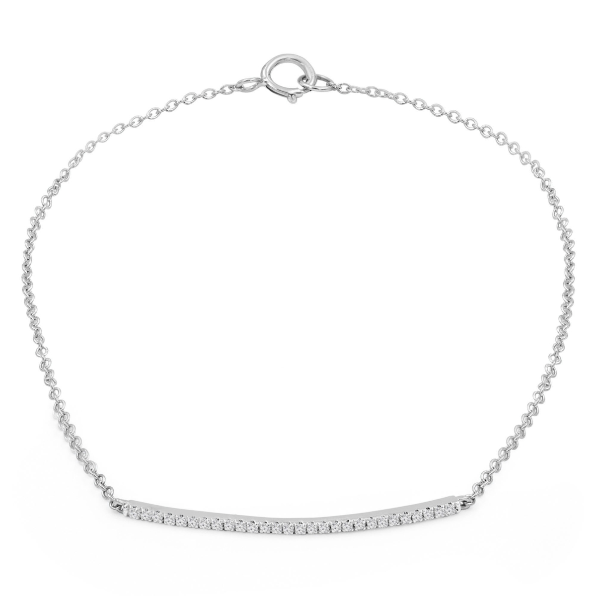 0.1 CTW Round Diamond Bar Bracelet in 14K White Gold