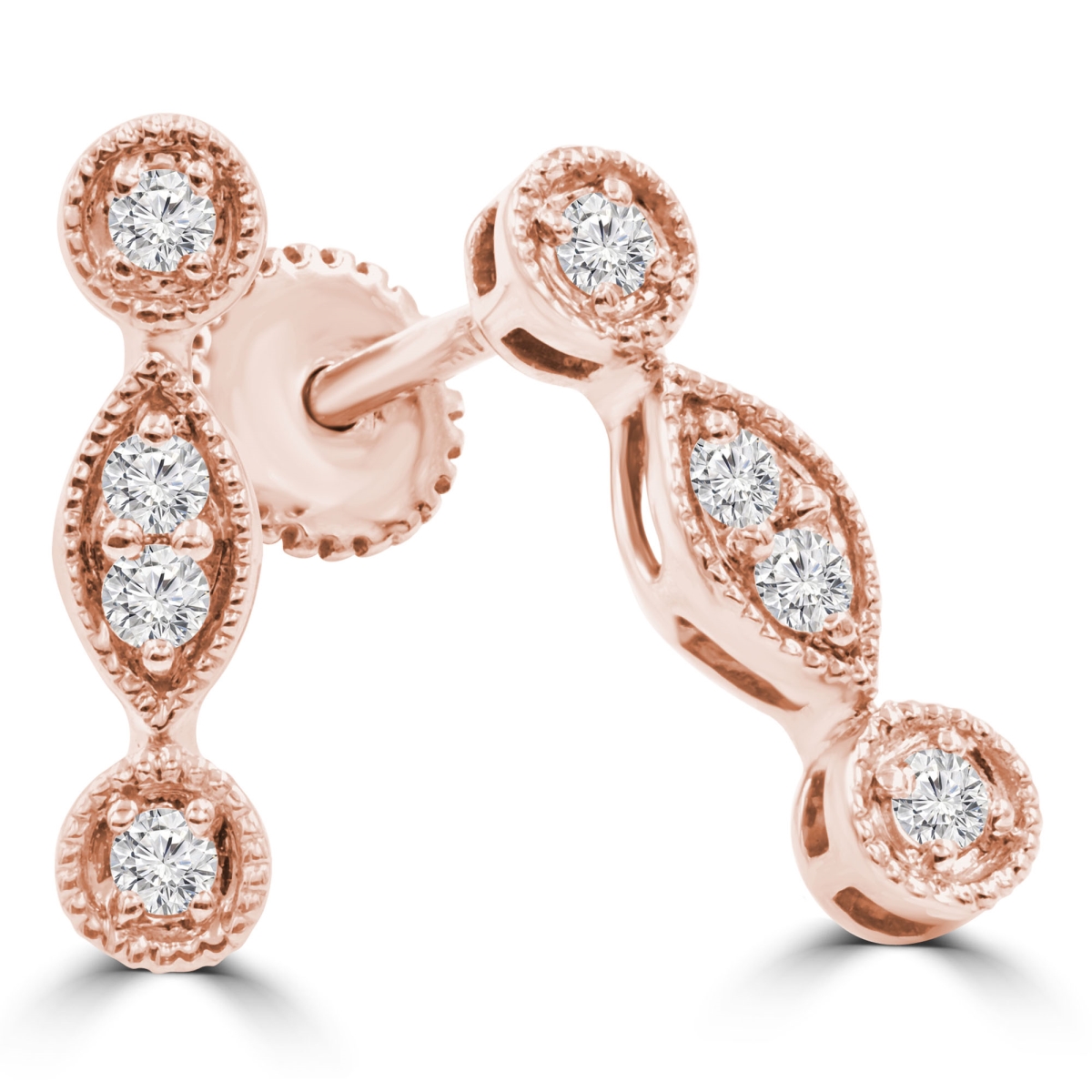0.13 CTW Round Diamond Stud Earrings in 14K Rose Gold
