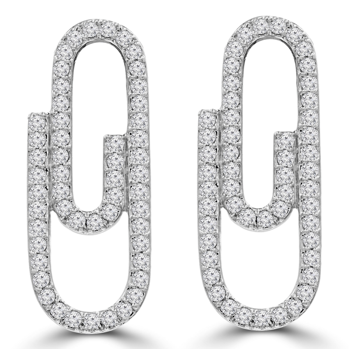 MDR210160 0.25 CTW Round Diamond Paper Clip Dangle & Drop Earrings in 14K White Gold