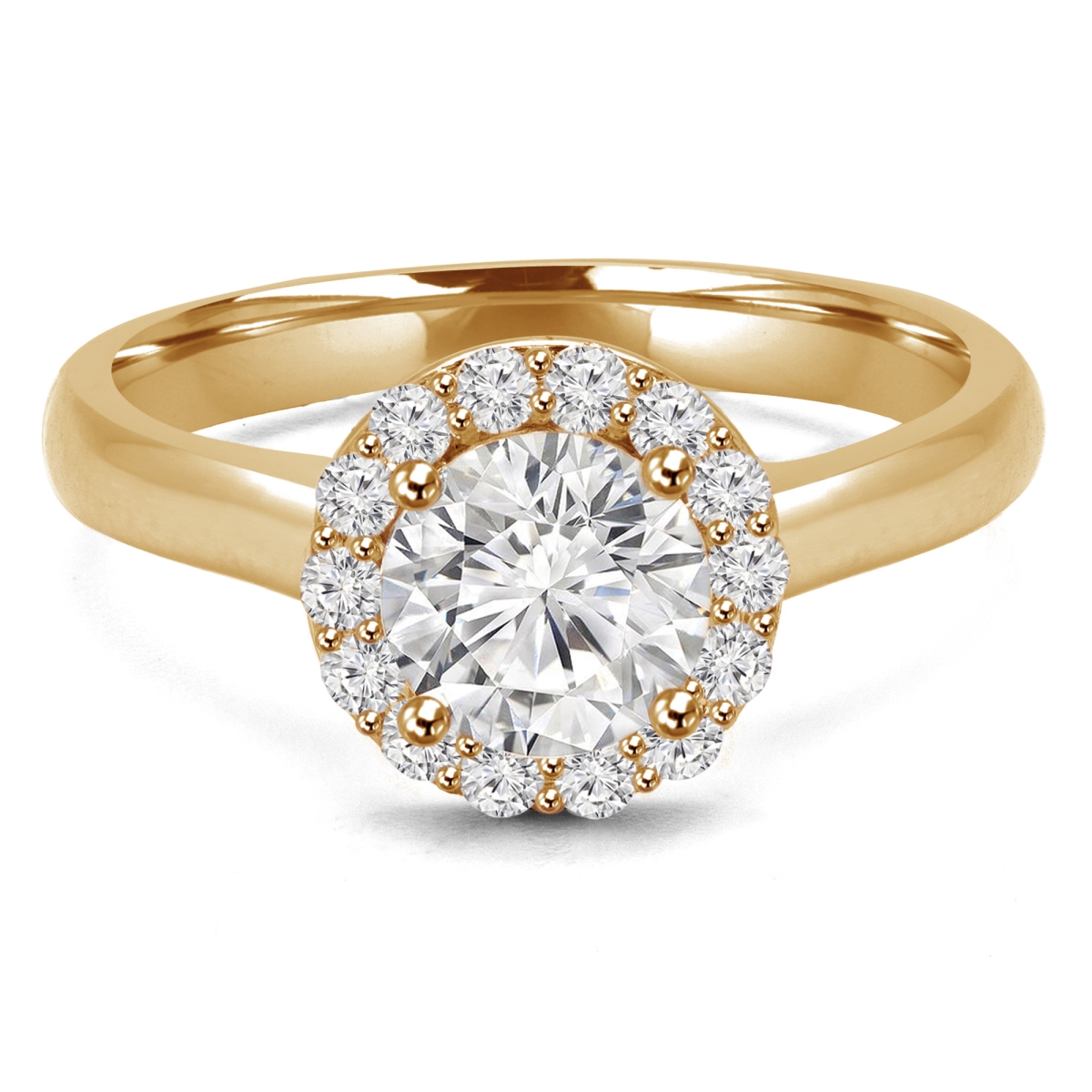 MD210343-7 0.75 CTW Round Diamond Cathedral Open Bridge Halo Engagement Ring in 14K Yellow Gold - Size 7