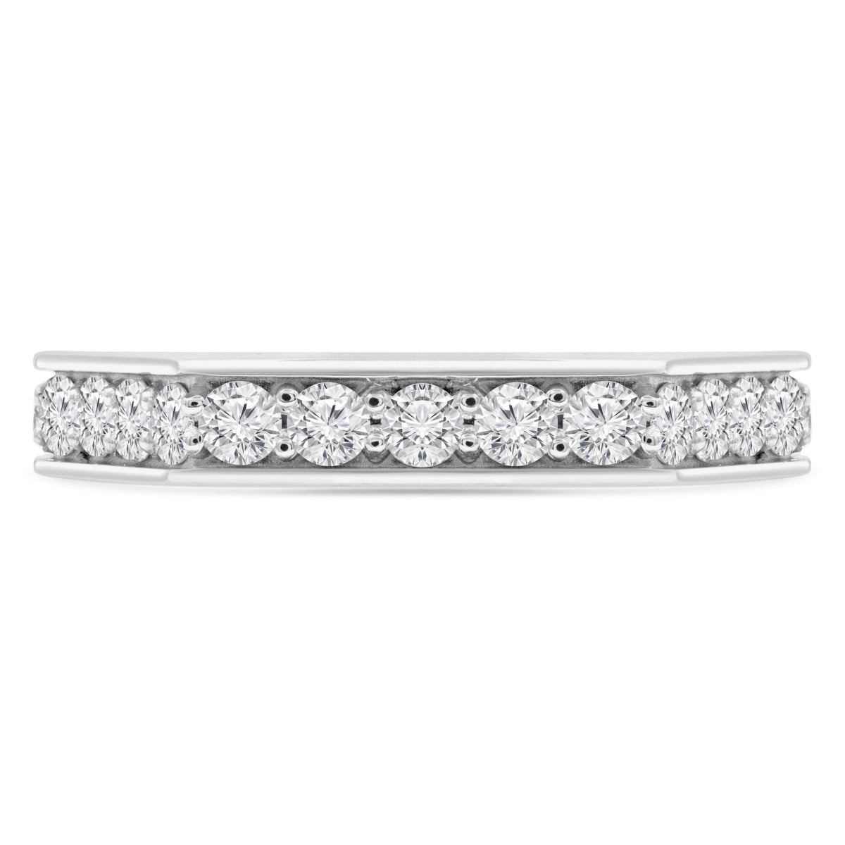 MD210413-4 0.6 CTW Round Diamond 0.75 Way Semi-Eternity Anniversary Wedding Band Ring in 14K White Gold - Size 4