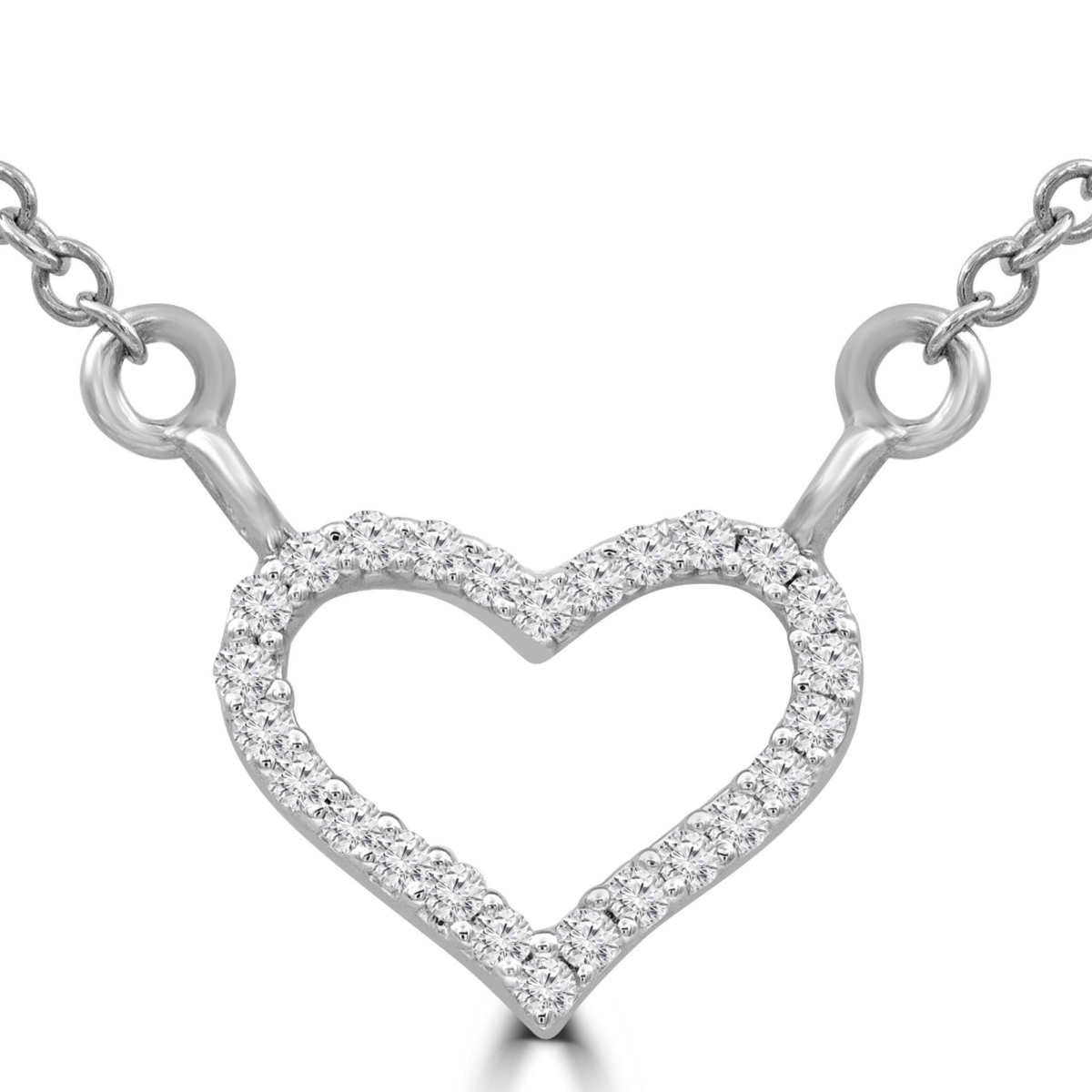 0.1 CTW Round Diamond Heart Necklace in 14K White Gold