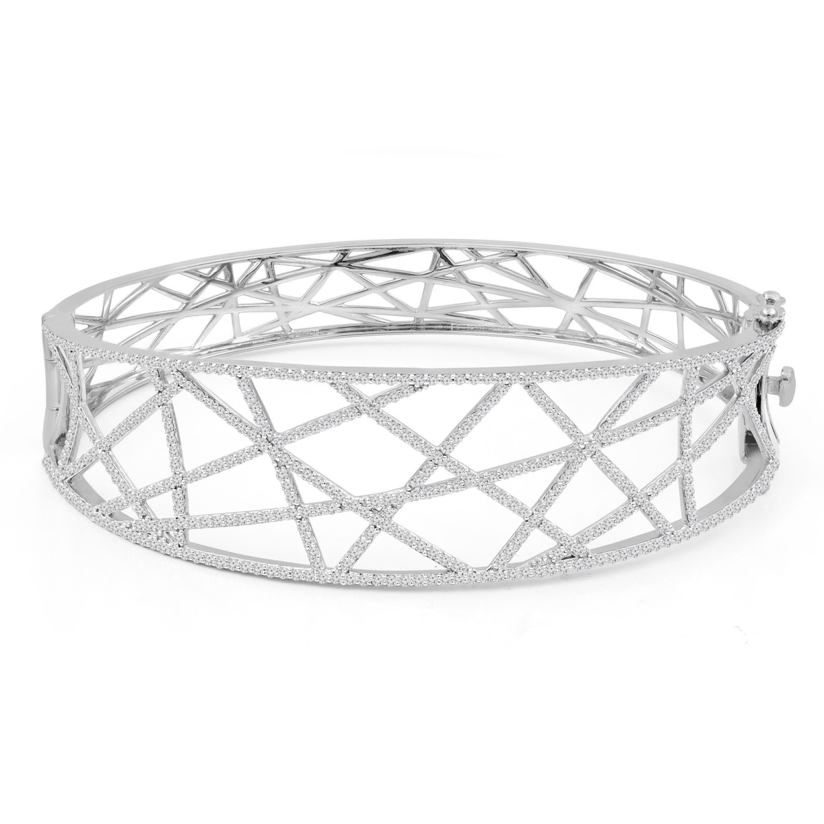 2.2 CTW Round Diamond Bangle Bracelet in 14K White Gold