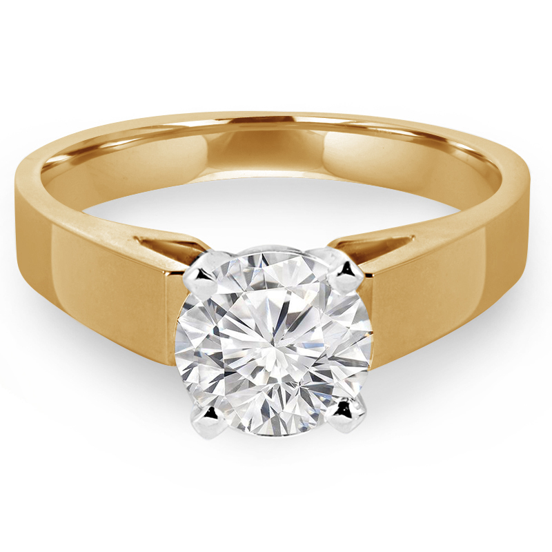 11 CT Round Diamond Solitaire Engagement Ring in 18K Yellow Gold
