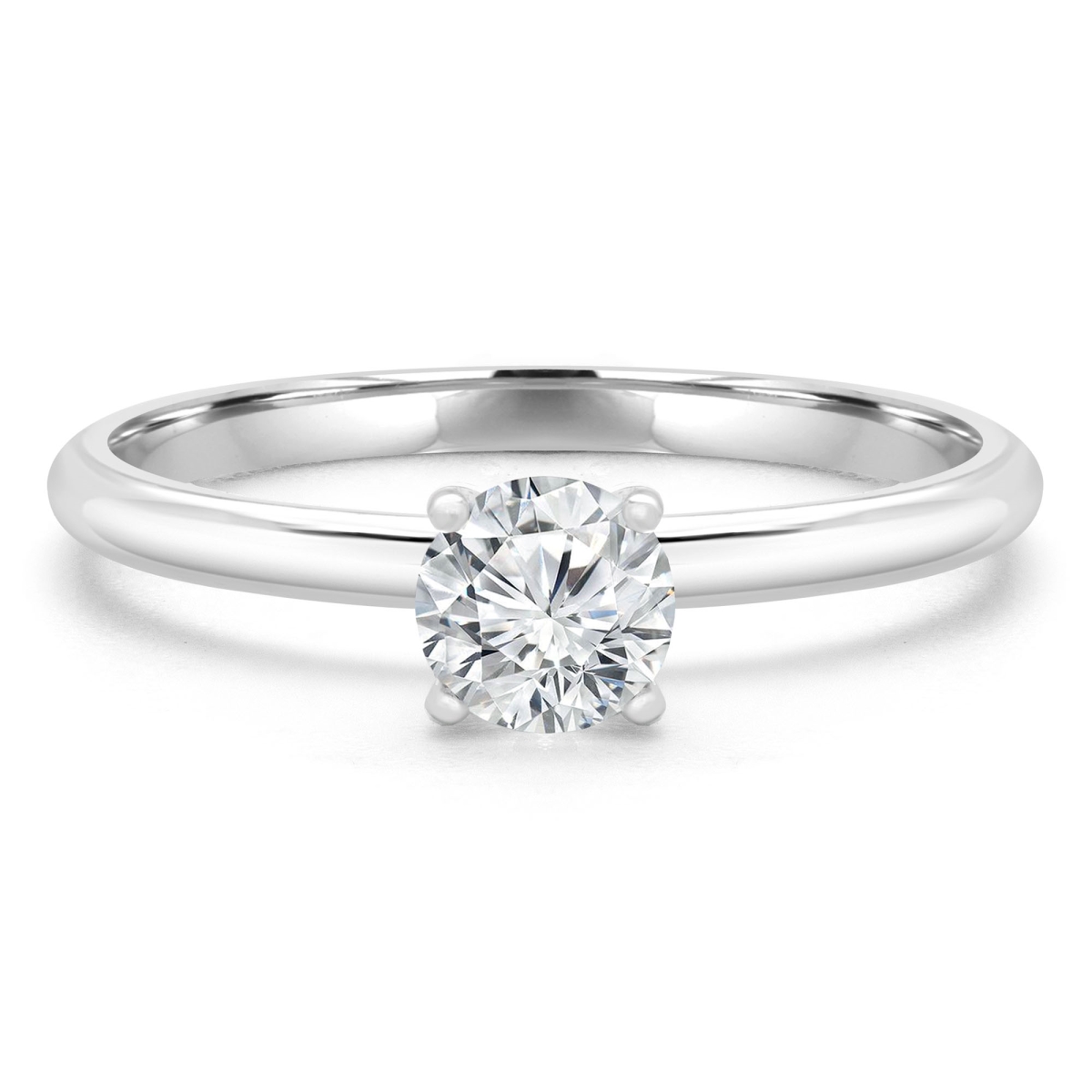 0.38 CT Round Diamond 4-Prong Solitaire Engagement Ring in 14K White Gold - Size 3