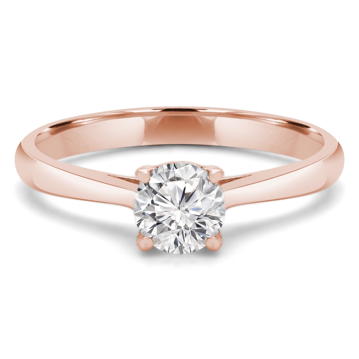 0.25 CT Round Diamond Tappered Solitaire Engagement Ring in 14K Rose Gold - Size 6