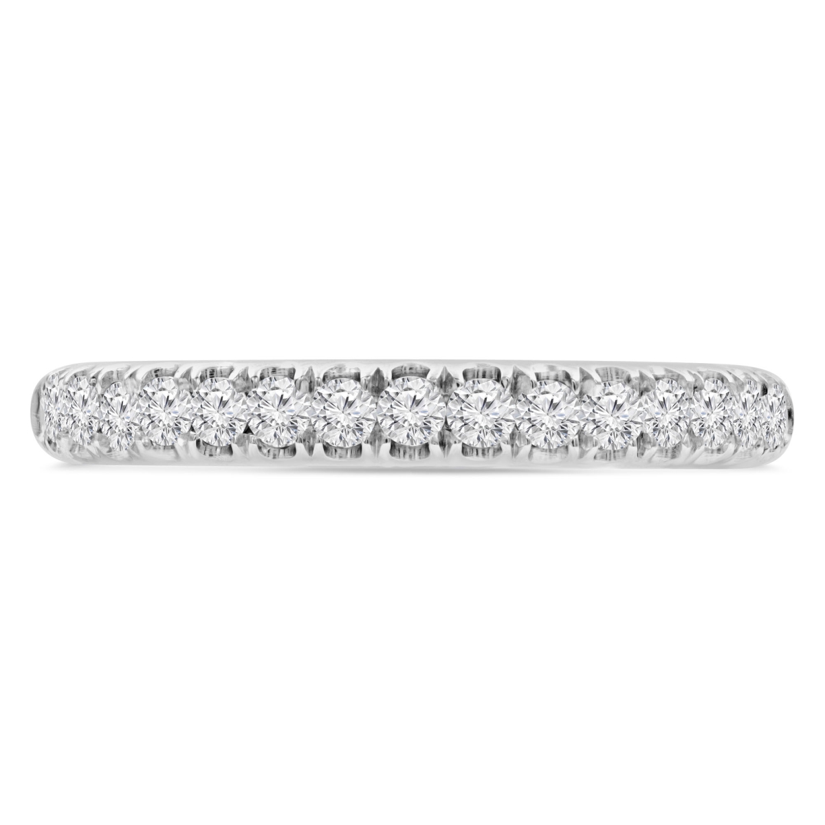MD210405-7 0.4 CTW Round Diamond Semi-Eternity Anniversary Wedding Band Ring in 14K White Gold - Size 7