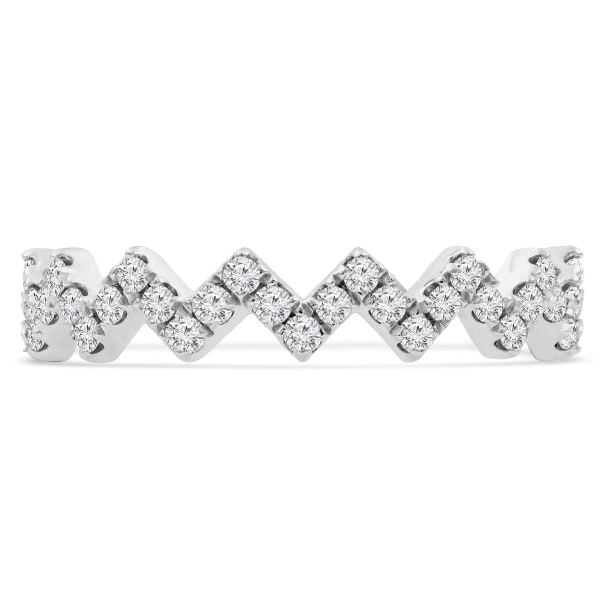 MD210414-9 0.38 CTW Round Diamond Zig Zag 0.75 Way Semi-Eternity Anniversary Wedding Band Ring in 14K White Gold - Size 9