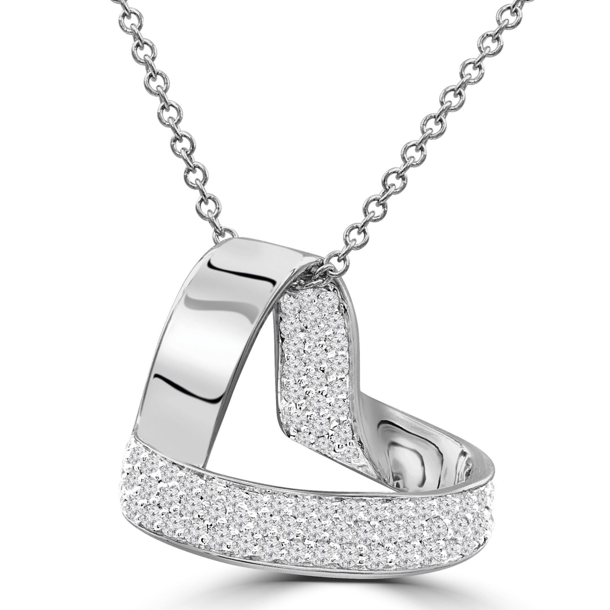 MDR210013 0.4 CTW Round Diamond Heart Pendant Necklace in 14K White Gold
