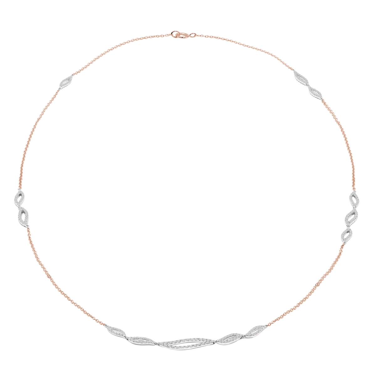 1.25 CTW Round Diamond White & Rose Teardrop Necklace in 14K Two-Tone Gold