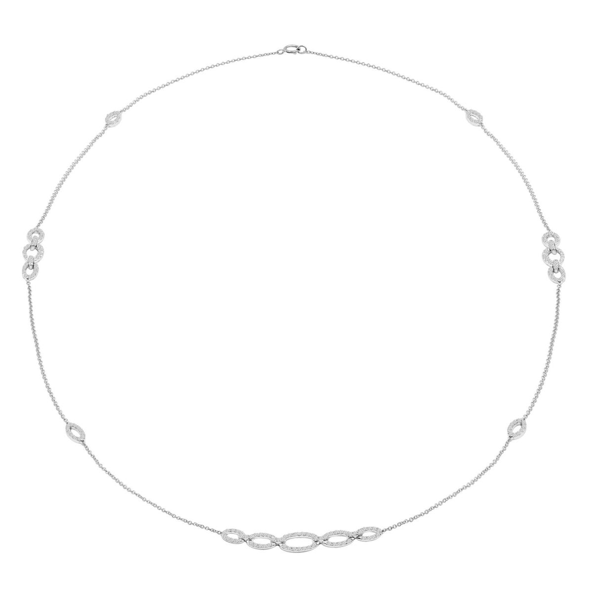 MDR210019 2.14 CTW Round Diamond Link Necklace in 14K White Gold