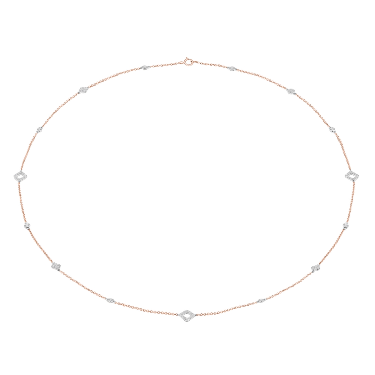 0.9 CTW Round Diamond White & Rose Necklace in 14K Two-Tone Gold