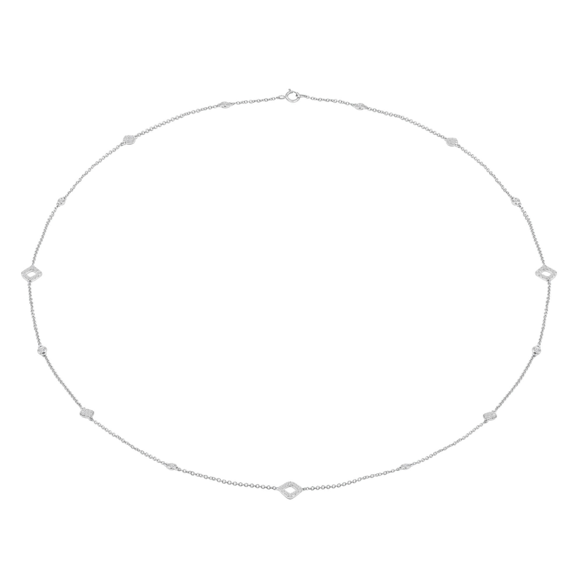 0.9 CTW Round Diamond Necklace in 14K White Gold