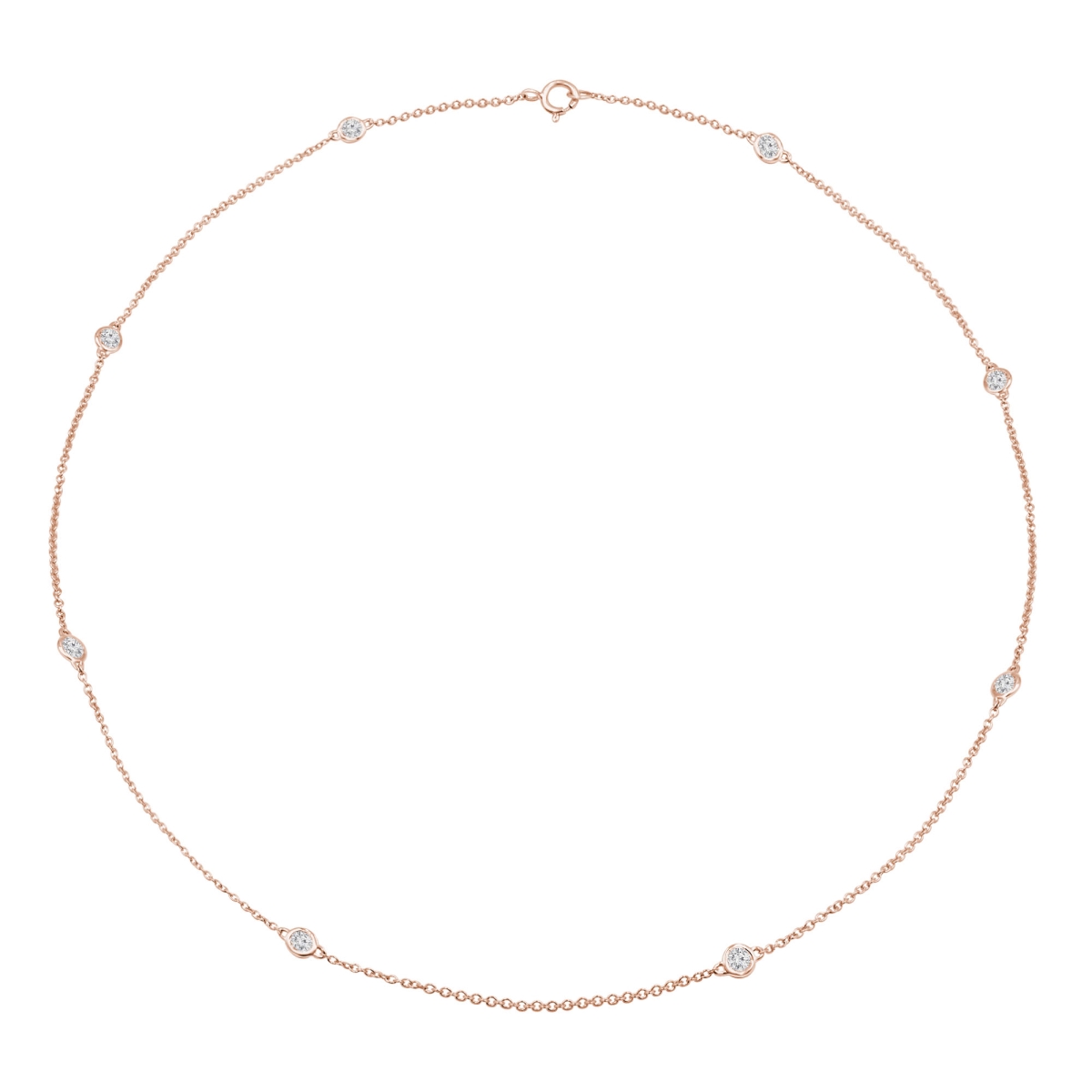 1 CTW Round Diamond Bezel Set Necklace in 14K Rose Gold