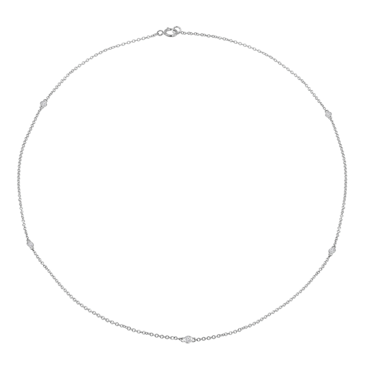 0.14 CTW Round Diamond Bezel Set Necklace in 14K White Gold