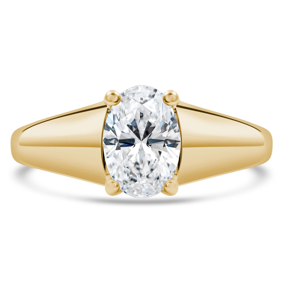 1.1 CT Oval Diamond Solitaire Engagement Ring in 14K Yellow Gold - Size 7