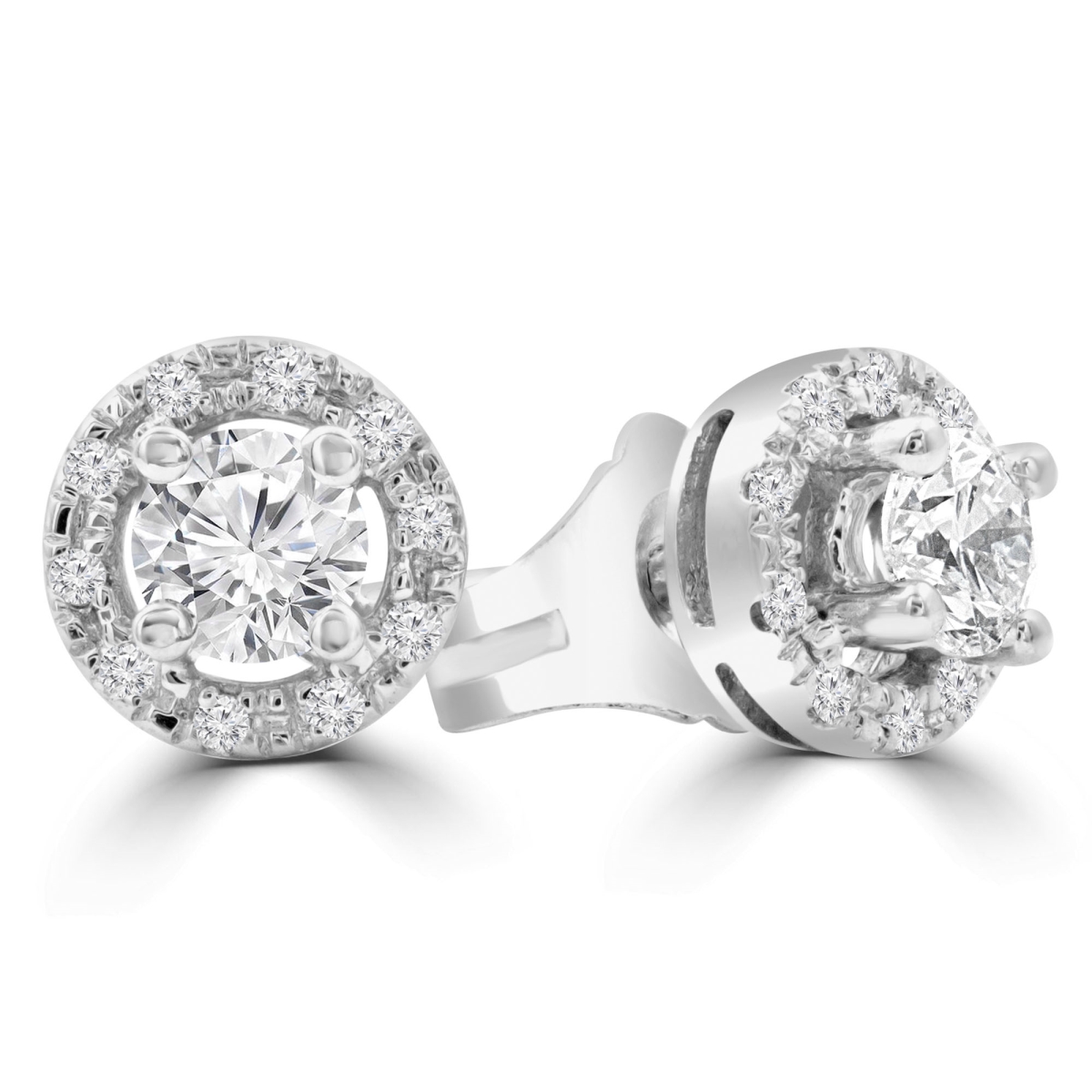 MD210254 0.33 CTW Round Diamond Halo Stud Earrings in 14K White Gold -  Majesty Diamonds