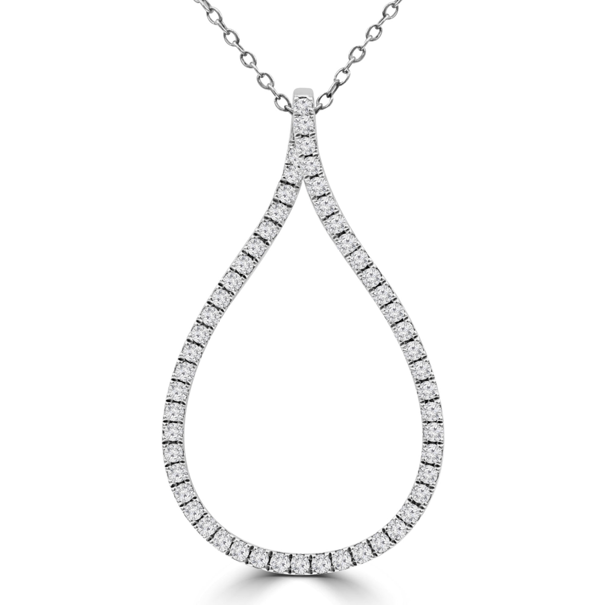 MD210265 0.5 CTW Round Diamond Infinity Pendant Necklace in 14K White Gold