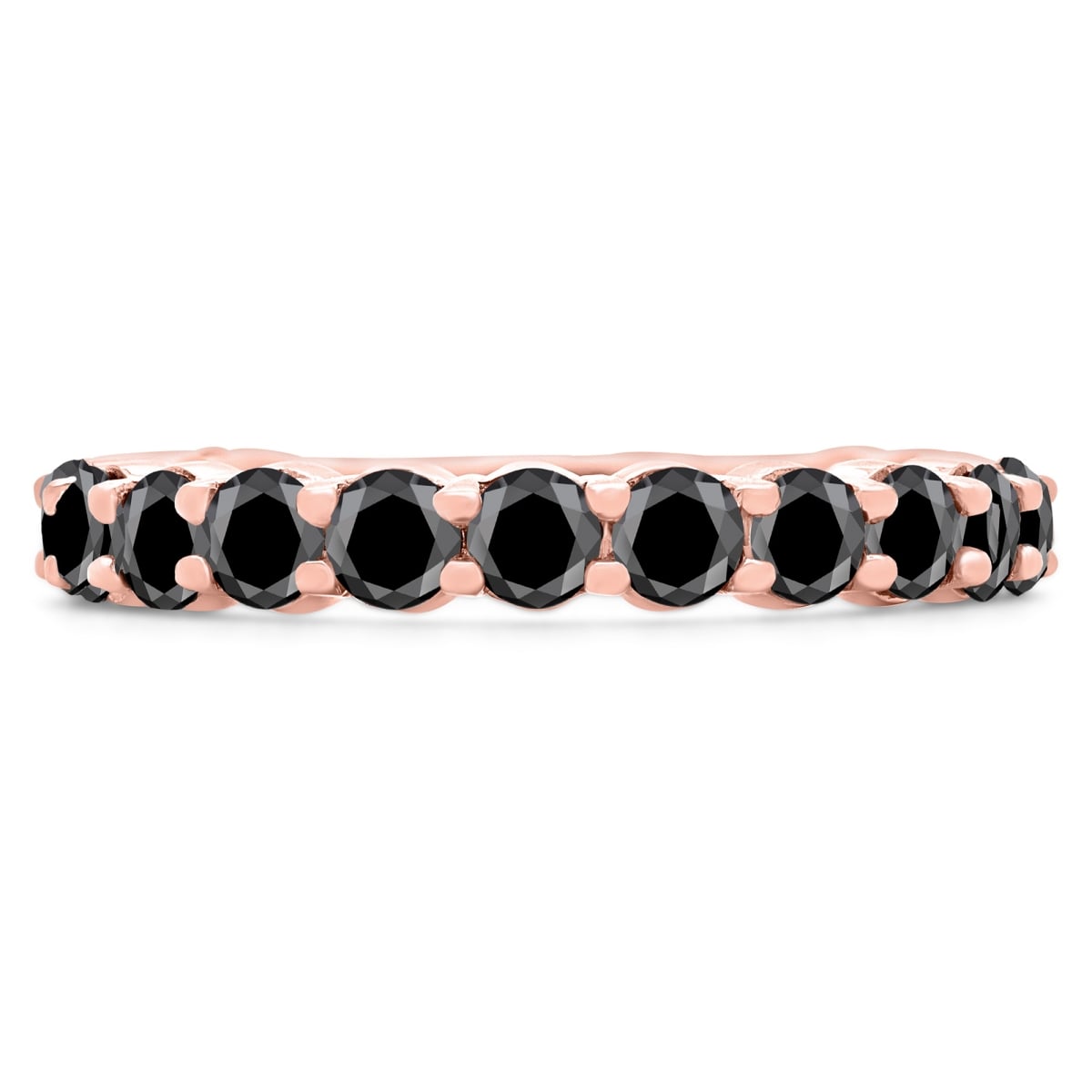1.8 CTW Round Black Diamond 0.75 Way Semi-Eternity Anniversary Wedding Band Ring in 14K Rose Gold - Size 6