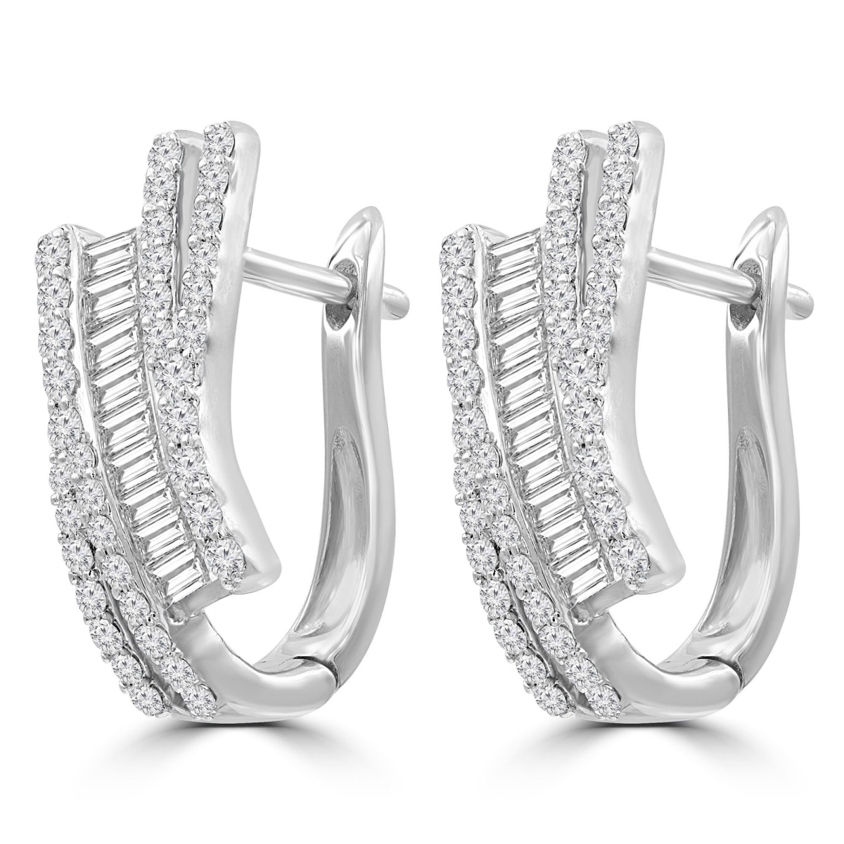 1.14 CTW Baguette Diamond Dangle & Drop Earrings in 14K White Gold