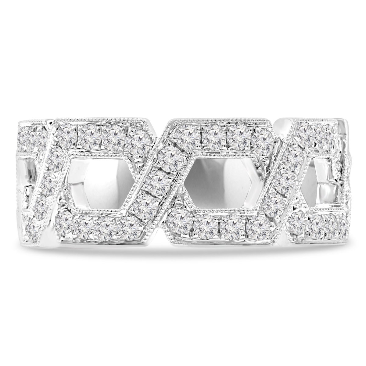 0.66 CTW Round Diamond Cocktail Ring in 18K White Gold - Size 3
